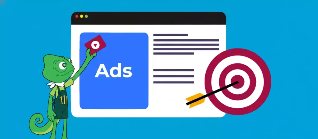 Chameleon on a browser with ads